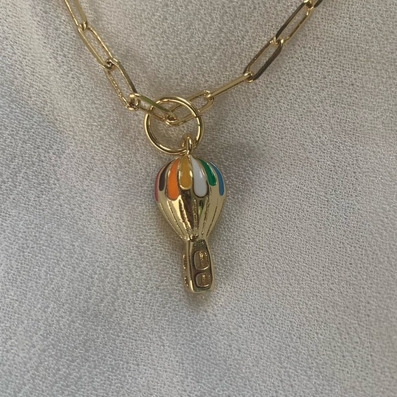 Over the Rainbow Gold Hot Air Balloon Necklace - Picture 3 of 3